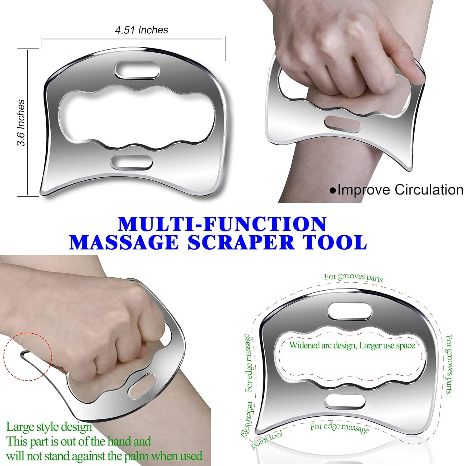 -3 in 1 Stainless Steel-304 Muscle Scraper Tools Set,Scraping Massage Tools for