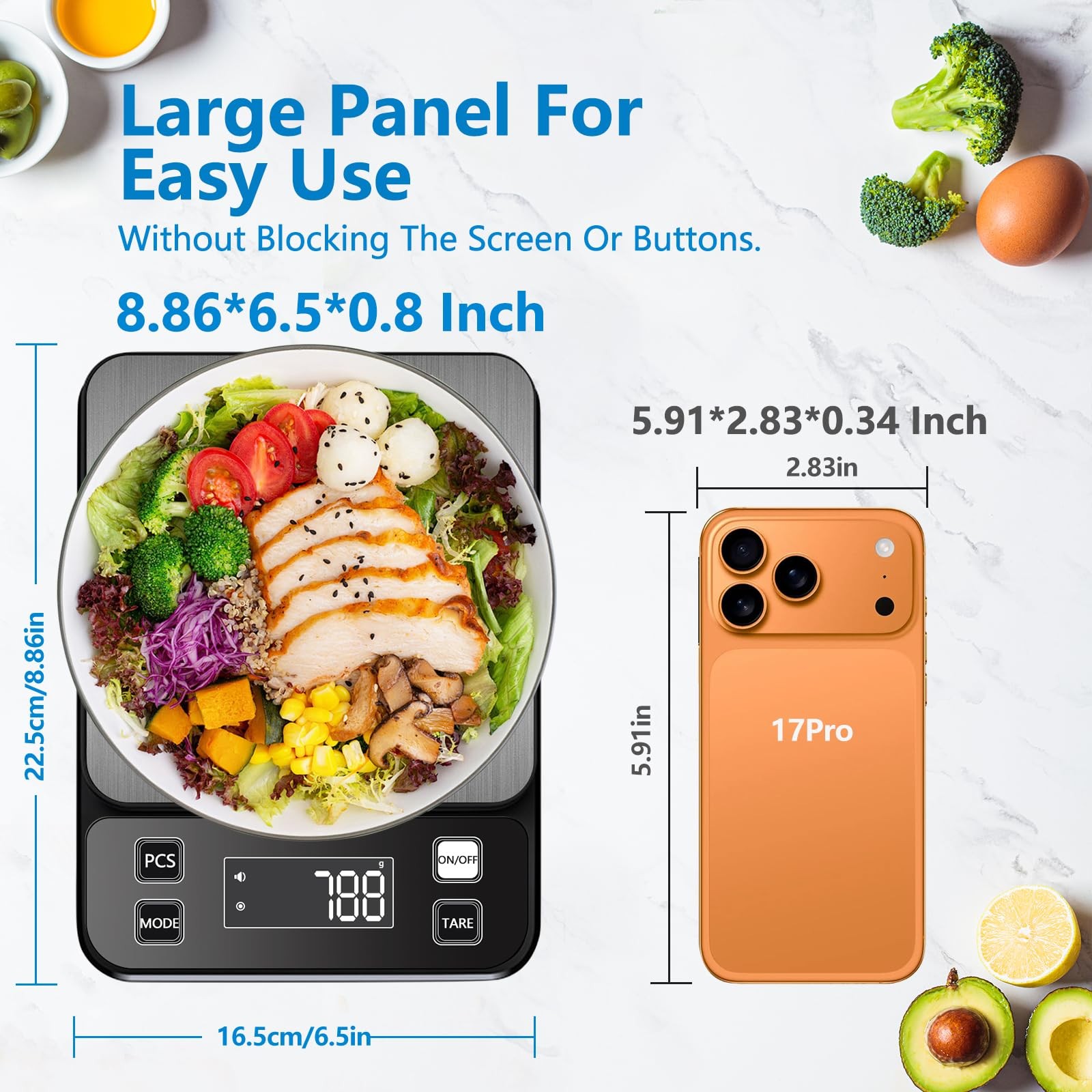 IPX7 Waterproof Food Scale 0.1g Precision IPX7_Rechargeable_5kg, silver