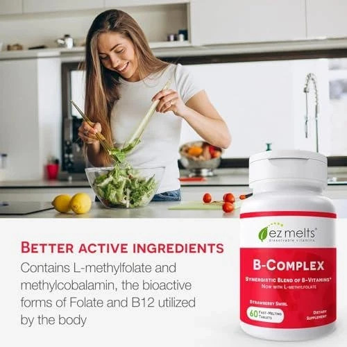 EZ Melts Dissolvable Vitamin B-Complex with Methyl B12 and Methyl Folate, Supply