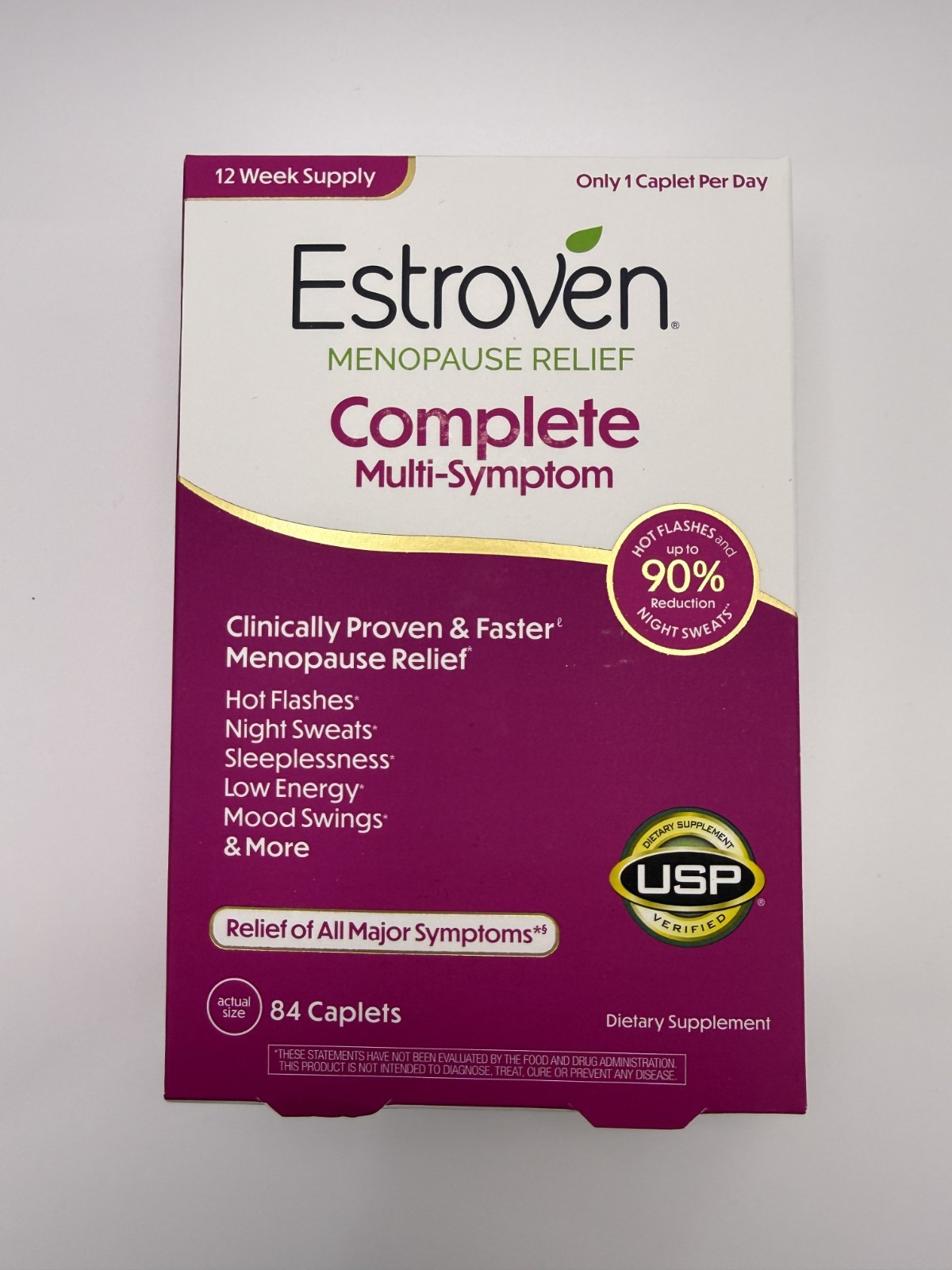 Estroven Complete Multi-Symptom Menopause Relief, 84 Caplets Made In USA