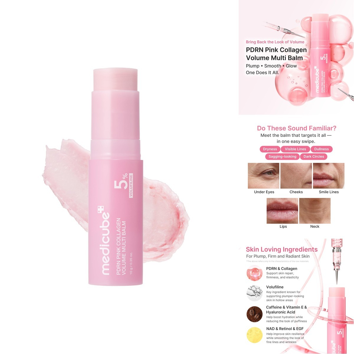 medicube PDRN Pink Collagen Volume Multi Balm Stick – Face & Body Balm