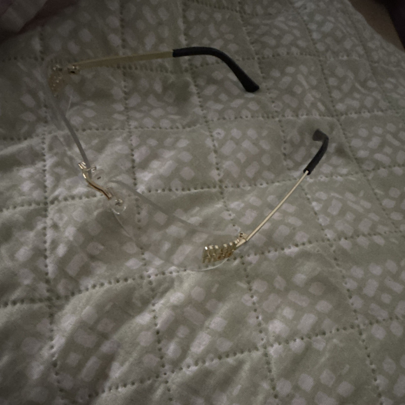 Rimless Gold Metal Eyeglasses Frames, Unisex Adults, Solid Pattern