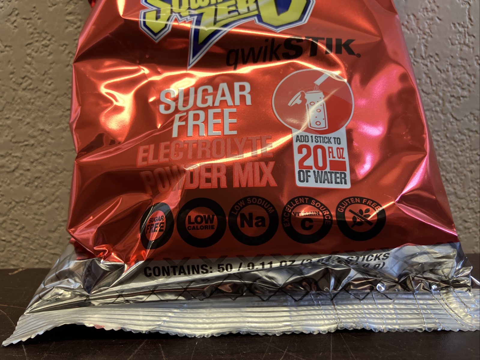 Sqwincher Zero Qwik Stik Fruit Punch Electrolyte Drink Mix 50 Pack