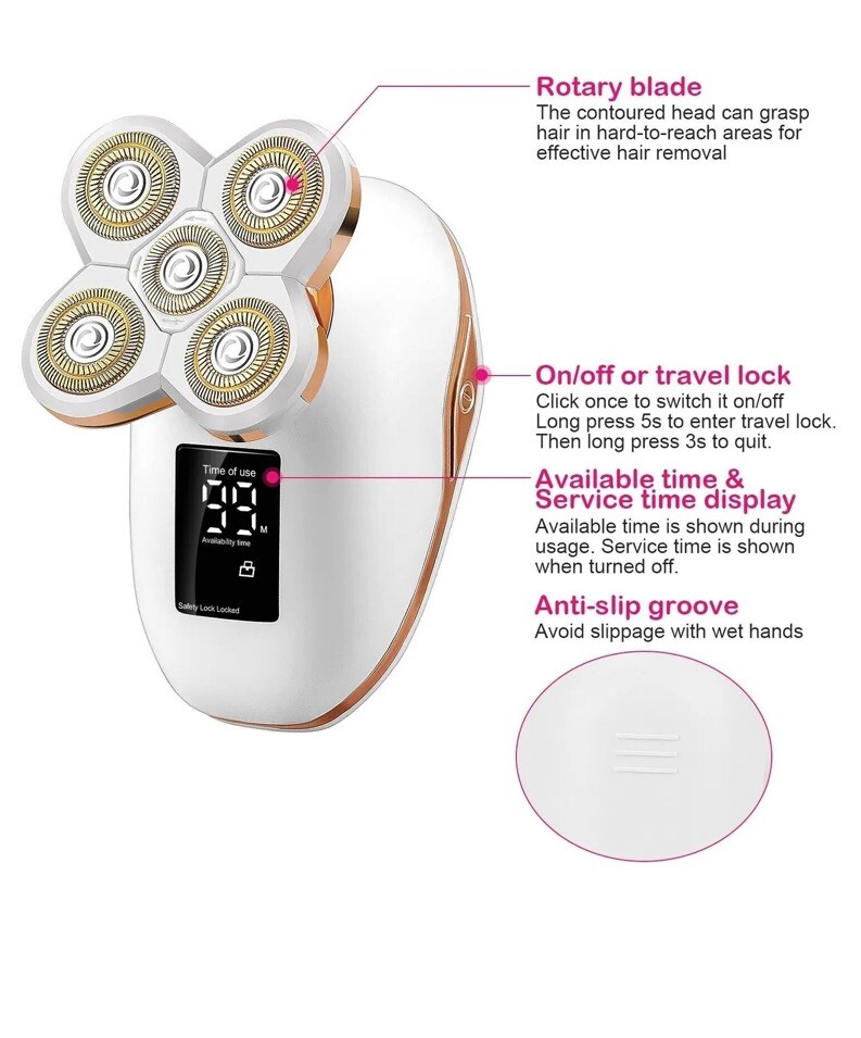 Electric Razor Shaver Women Facial Hair Removal under Arms Legs Pubic Bikini
