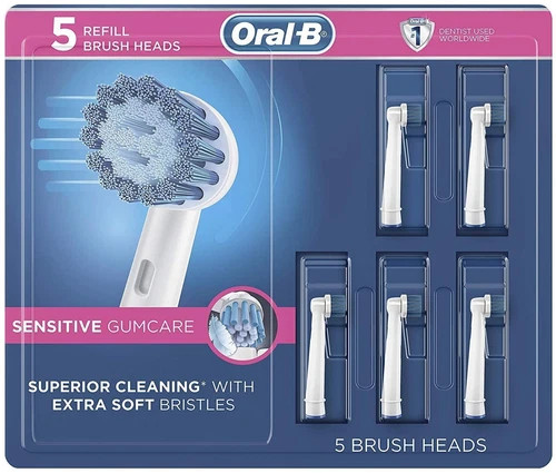 Oral-B Sensitive Gum Care Replacement Toothbrush Tooth Brush Heads 5 Counts