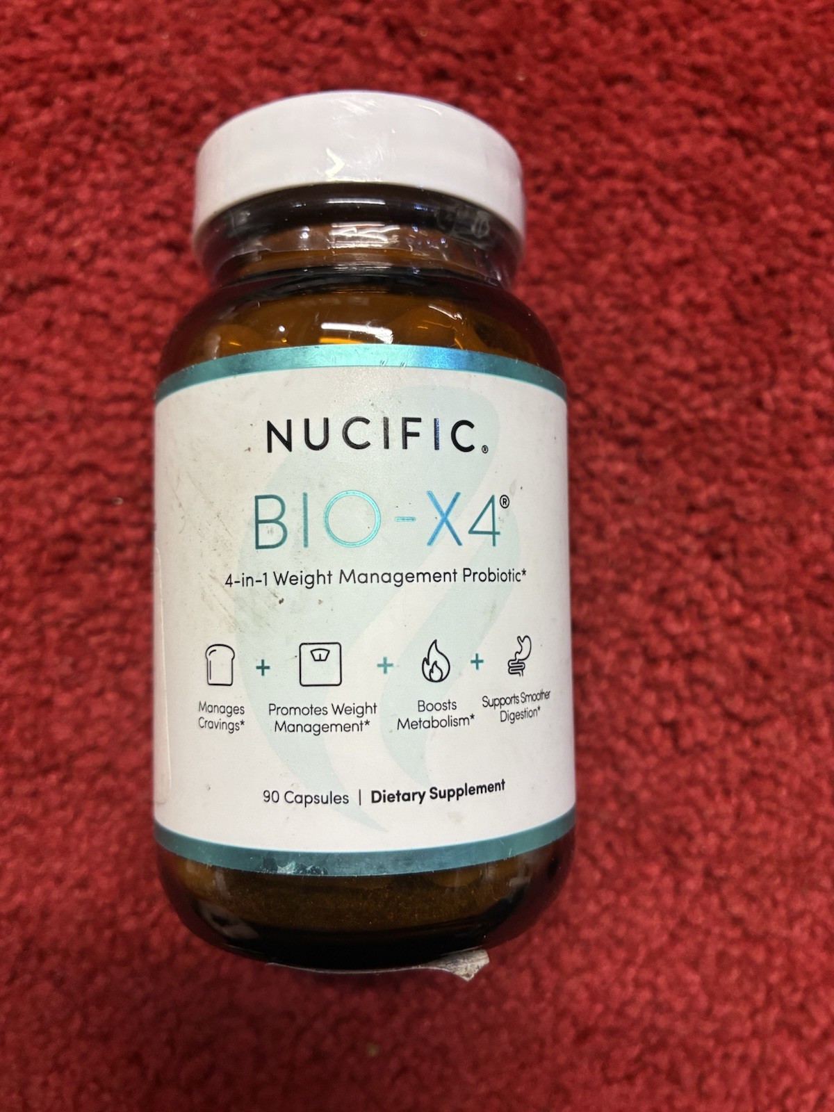 Nucific Bio-X4 4-in-1 Probiotic Digestive Weight Support 90 Caps MFG 1/25