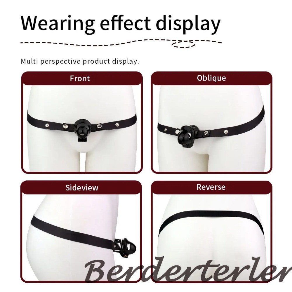 ABS / Stainless Steel Constraint Cages Head Breathable Chastity Lock With Belt