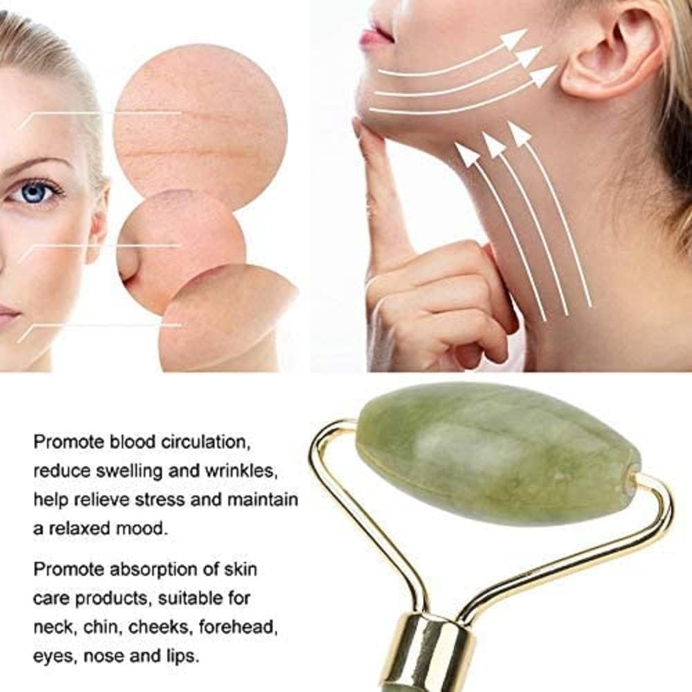 Jade Roller Gua Sha Facial Massage Set 5PCS Face Sculpting Skin Care Tool