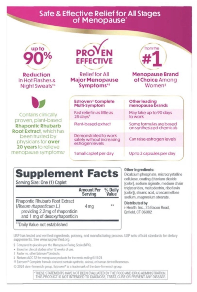 Estroven Complete Menopause Relief Multi Symptom 84 Caplets 12 Week Supply
