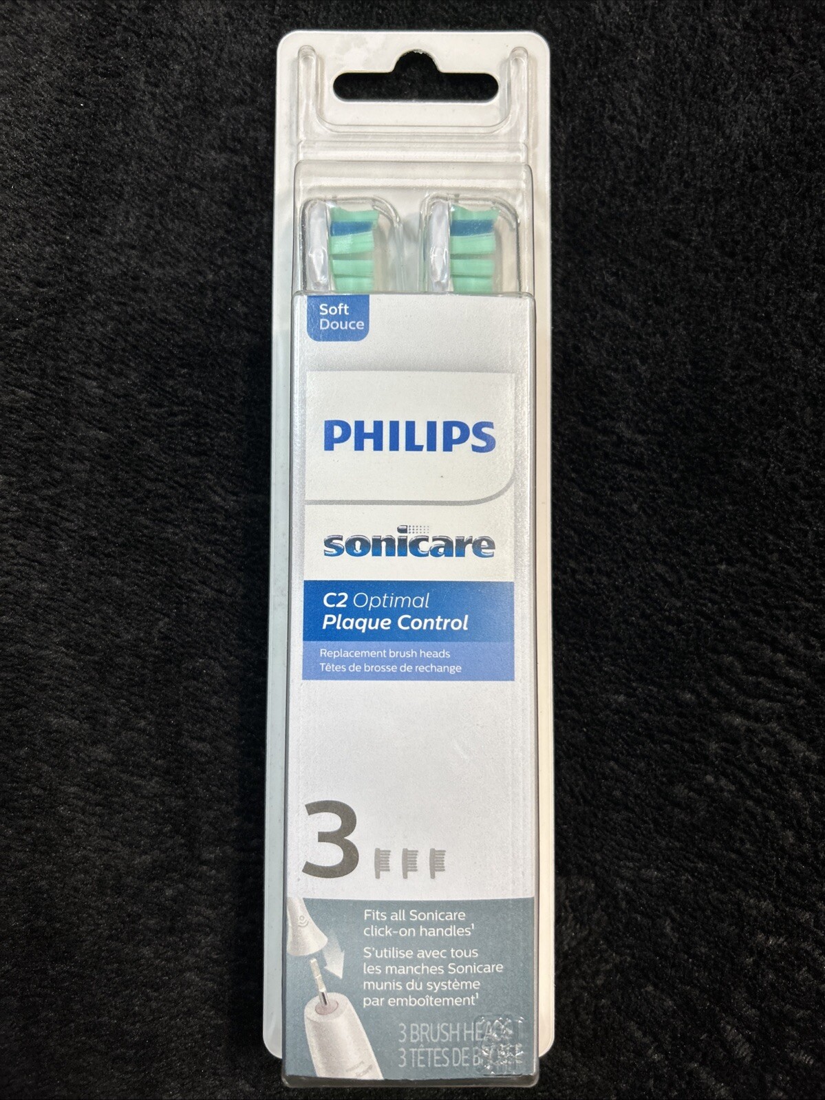 GENUINE Philips Sonicare C2 Optimal Plaque Control Toothbrush Heads SOFT 3 count