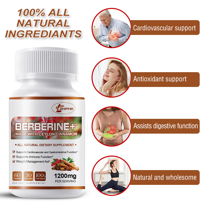 Berberine with Ceylon Cinnamon 1400mg Capsules Blood Sugar Heart Health & Immune