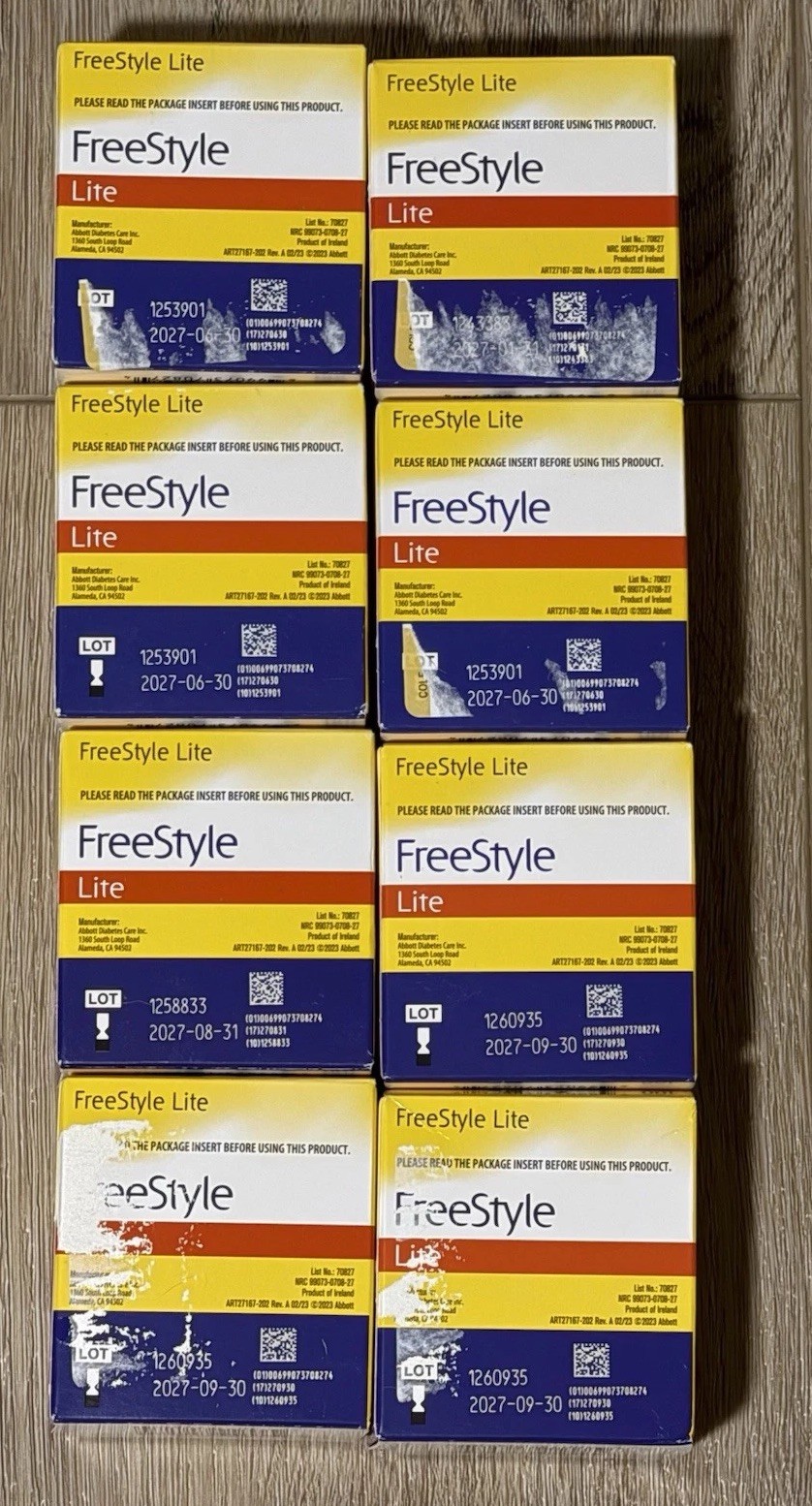 Freestyle Lite Test Strips 100ct – 8 Boxes of 100 2027 EXP NEW & SEALED