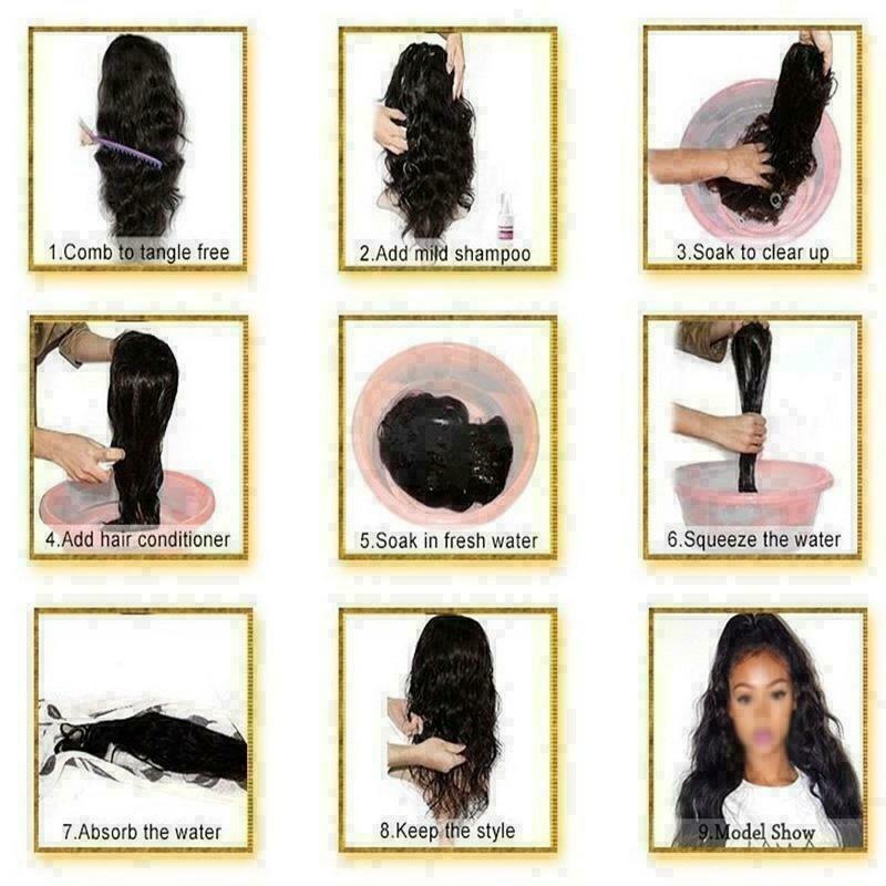 18″ Human Hair Lace Front Wig Womens Brazilian Human Long Curly Wavy Hair Wigs