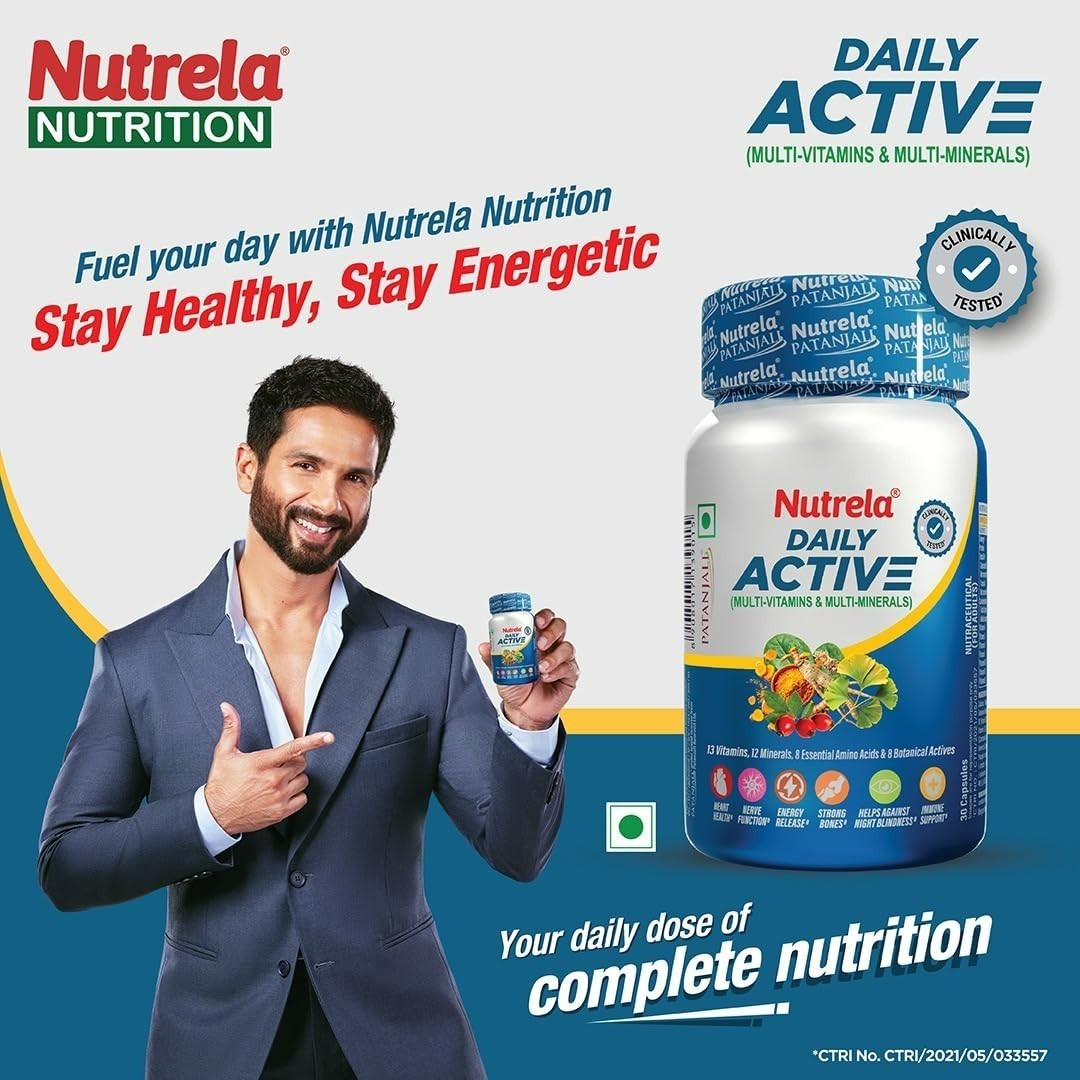 2 x Patanjali Nutrela Daily Active Multivitamin With Mineral & Herbal, 60 Caps