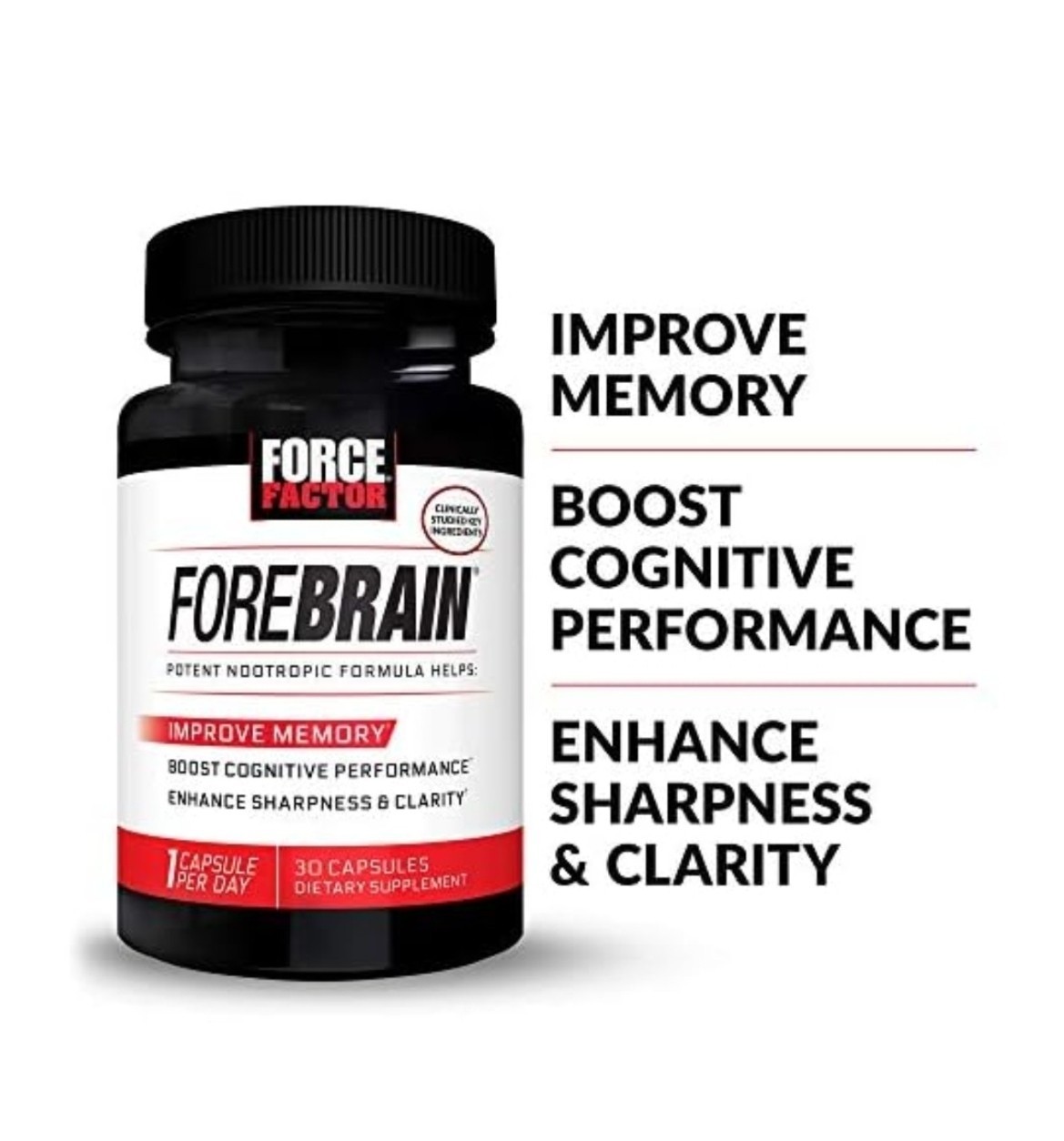 Force Factor Forebrain Memory + Cognitive Support 550mg Nootropic Capsules 30