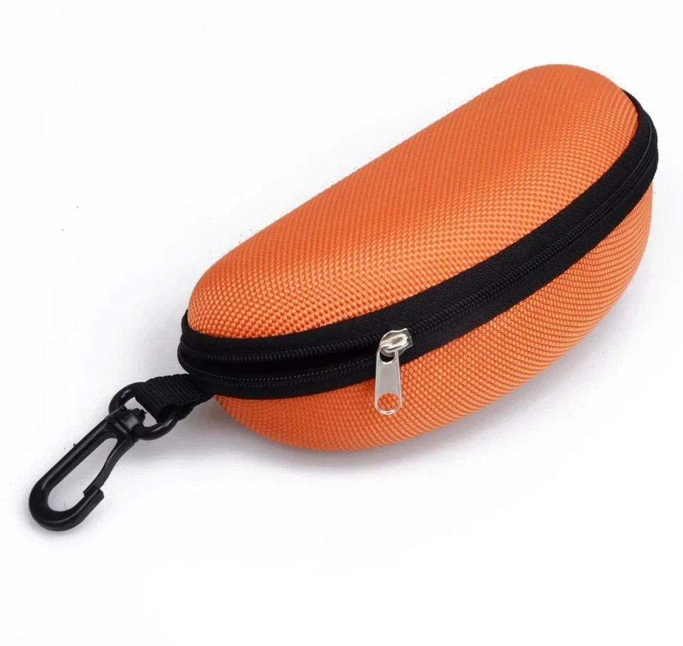 Portable Sunglasses Eyeglasses Case Zipper Hard Shell Box With Clip Black