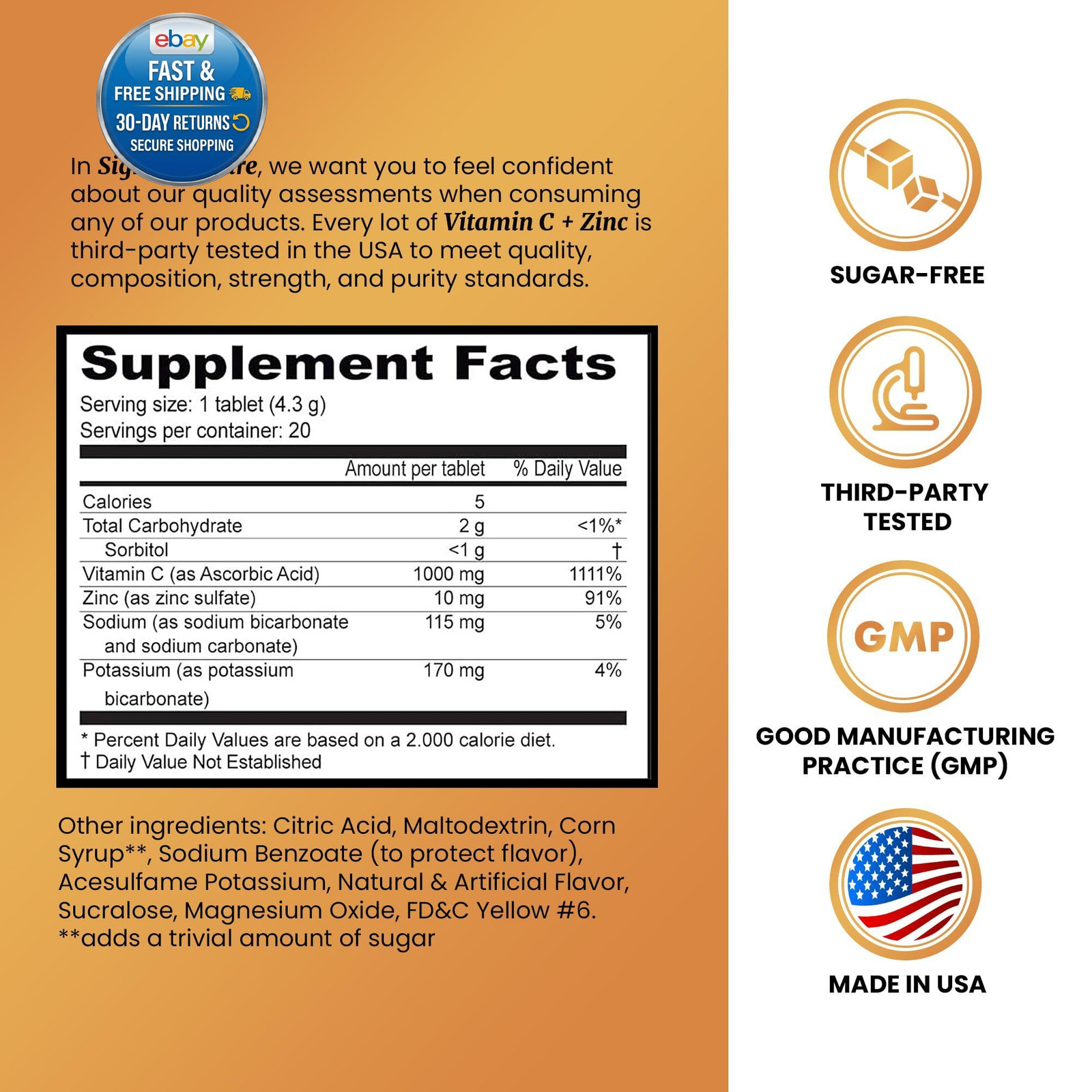 Vitamin C 1000mg Effervescent Tablets 20 Count (Pack of 1)