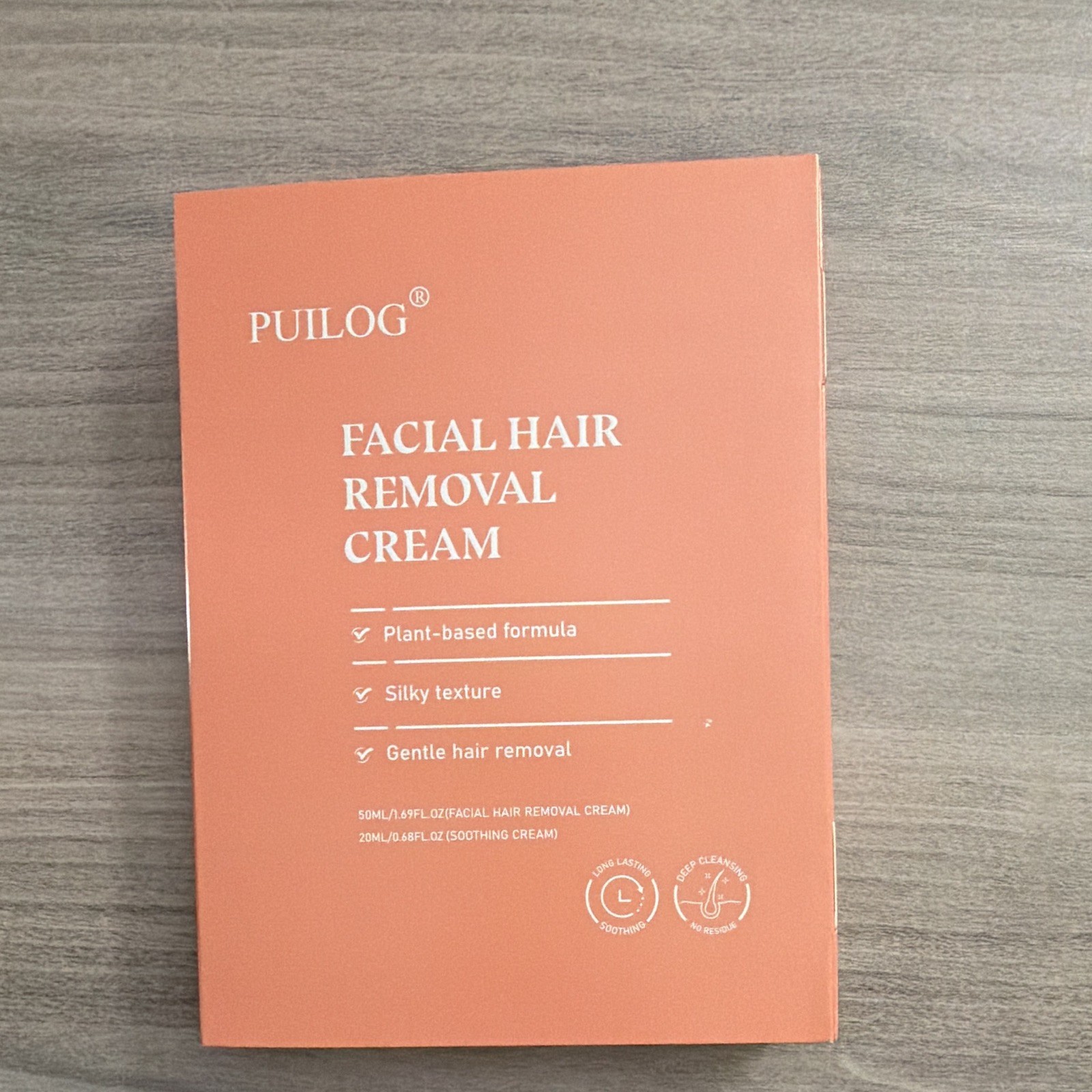 PUILOG Plant-Based Facial Hair Removal Cream Set w/ Soothing Cream, Pink