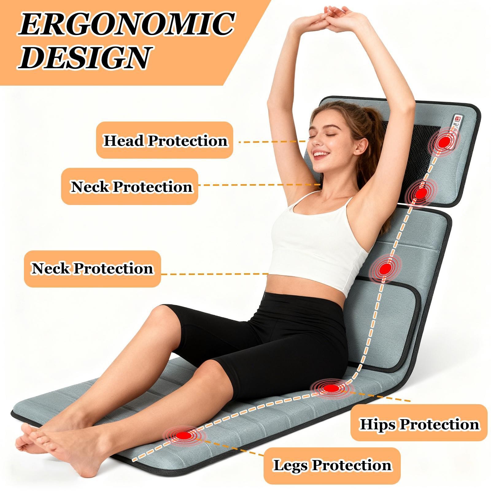 Full Body Electric Massage Mat For Bed W/ Shiatsu Heated Neck Massager For Home