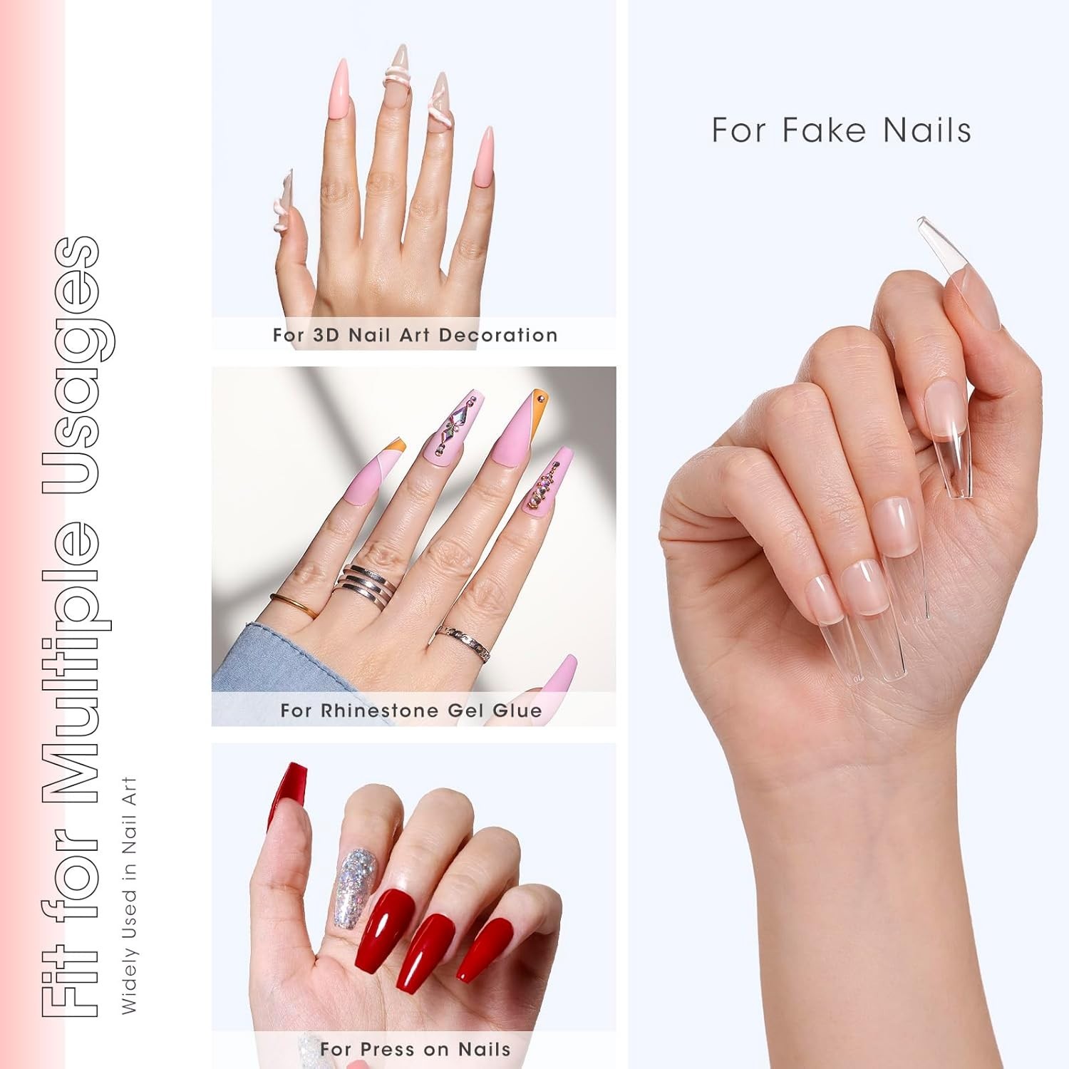 Solid Nail Glue Gel for False Nail Tips, Huge Capacity 15g Press on Solid Acr…