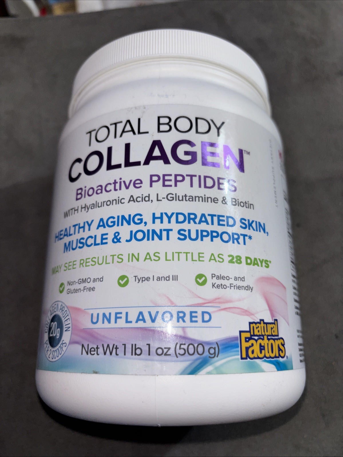 Natural Factors Total Body Collagen 1lb 1oz (500g) Unflavored