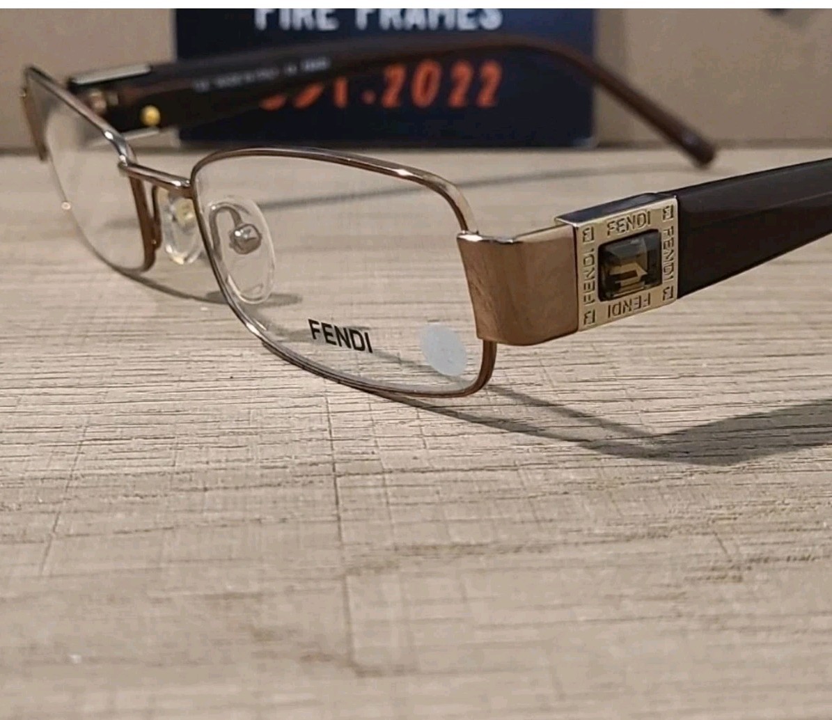 FENDI F895R 210 Brown Full Rim Eyeglasses Frames w. Brown Gem (Rare) 51-18-135