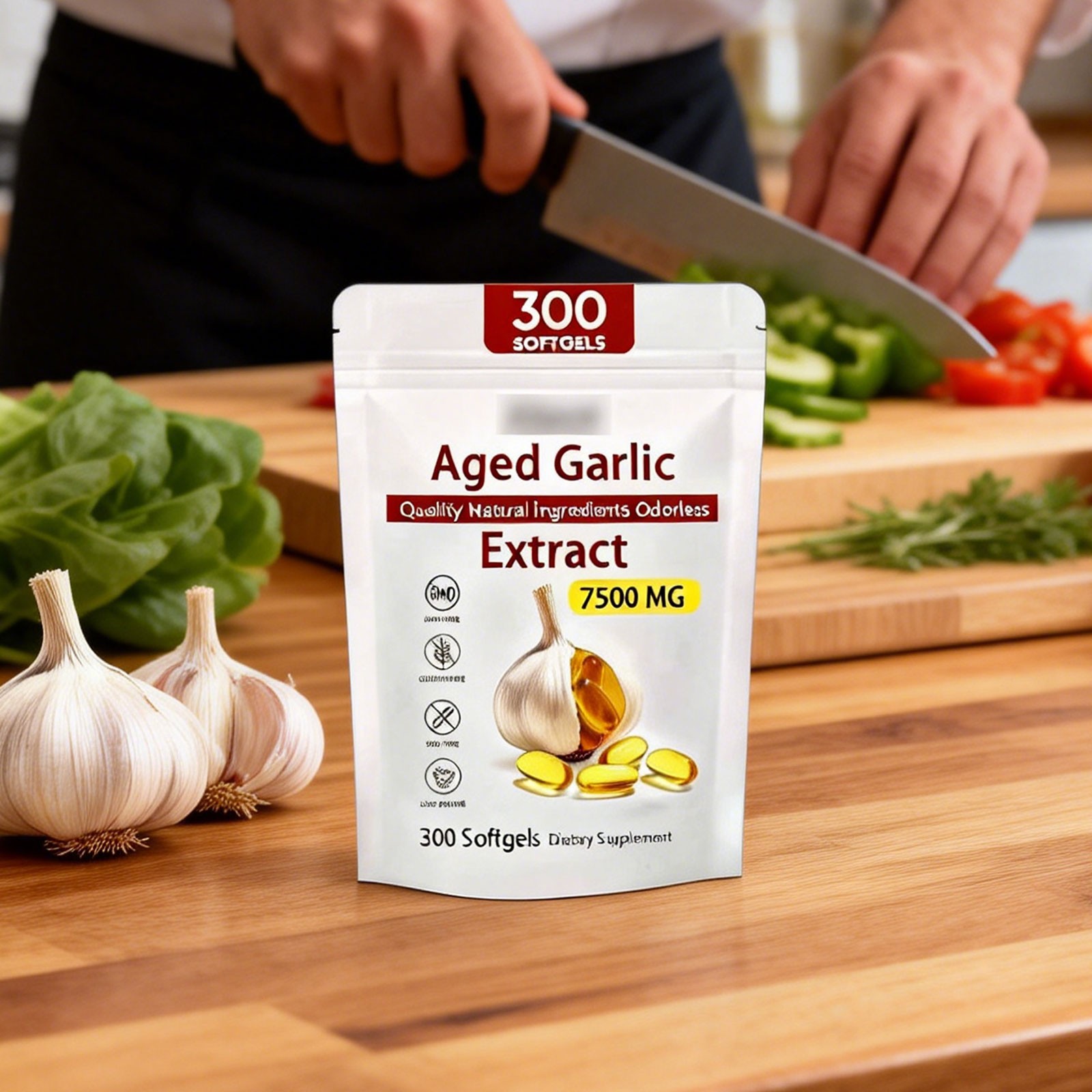 2Pack Elare Aged Garlic Extract, 300 Softgels, 7500mg Odorless Heart & Immune