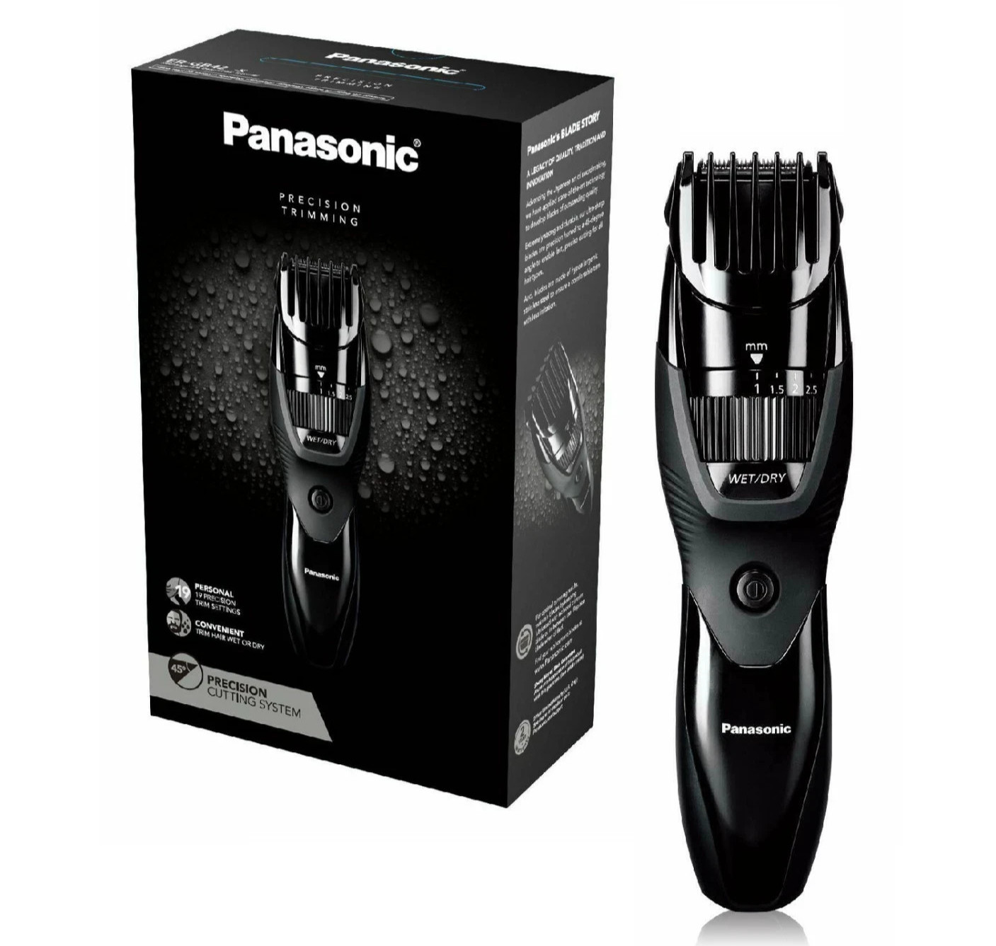 Panasonic ER-GB42-K Cordless Beard Trimmer, Rechargeable, Washable, Black