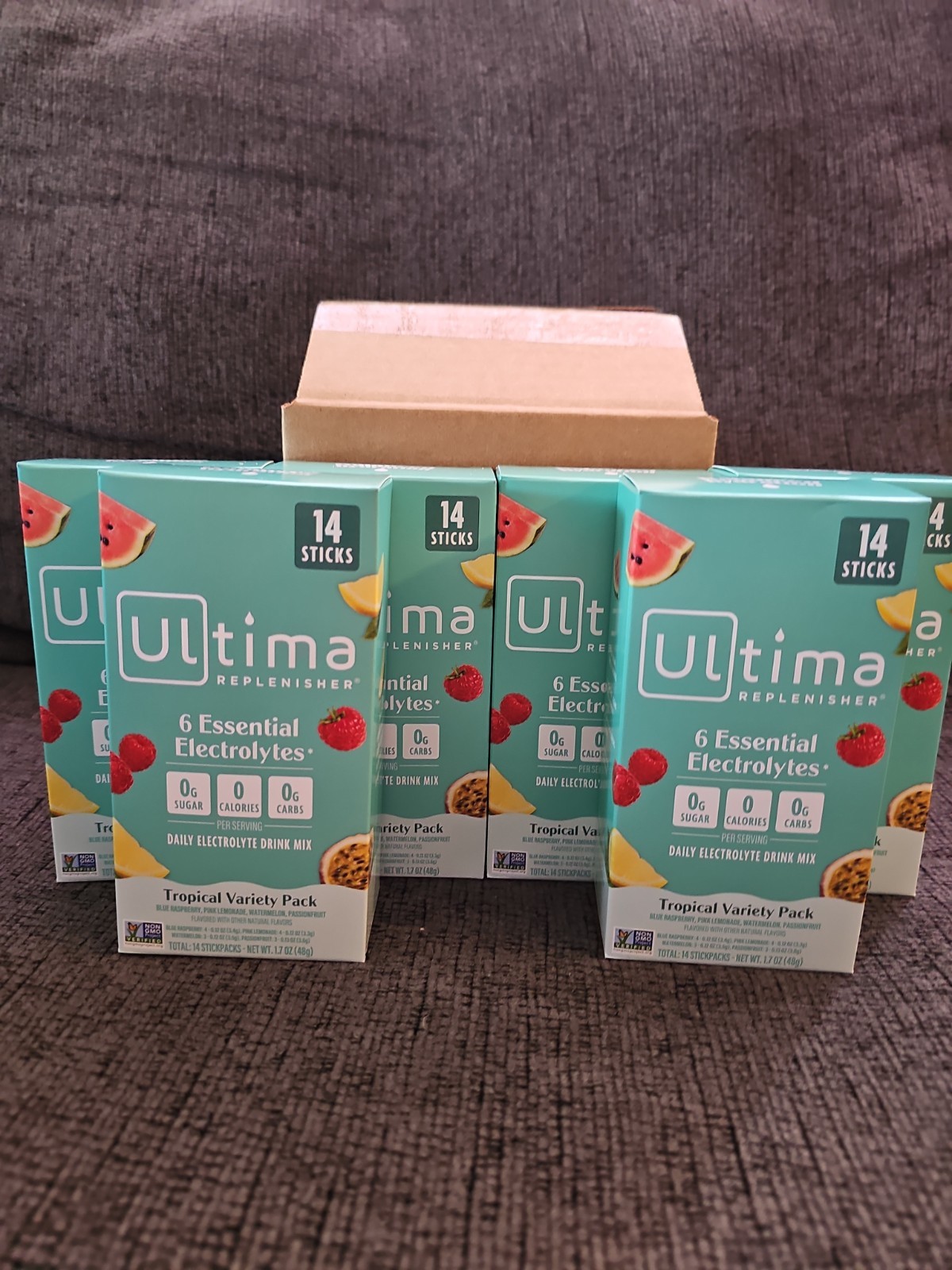 Lot Of 6 Ultima Replenisher Electrolyte Drink Mix Tropical Variety Sugar Free