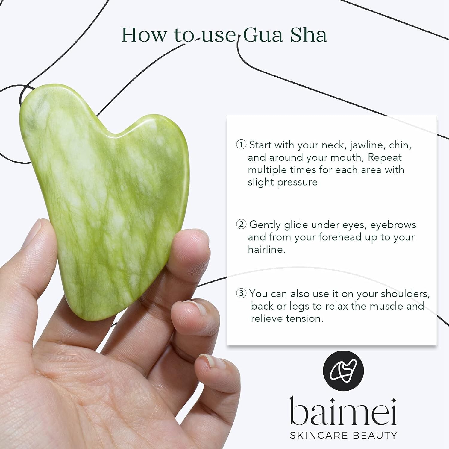 BAIMEI IcyMe Gua Sha & Jade Roller Facial Tools Face Roller and Gua Sha-B26
