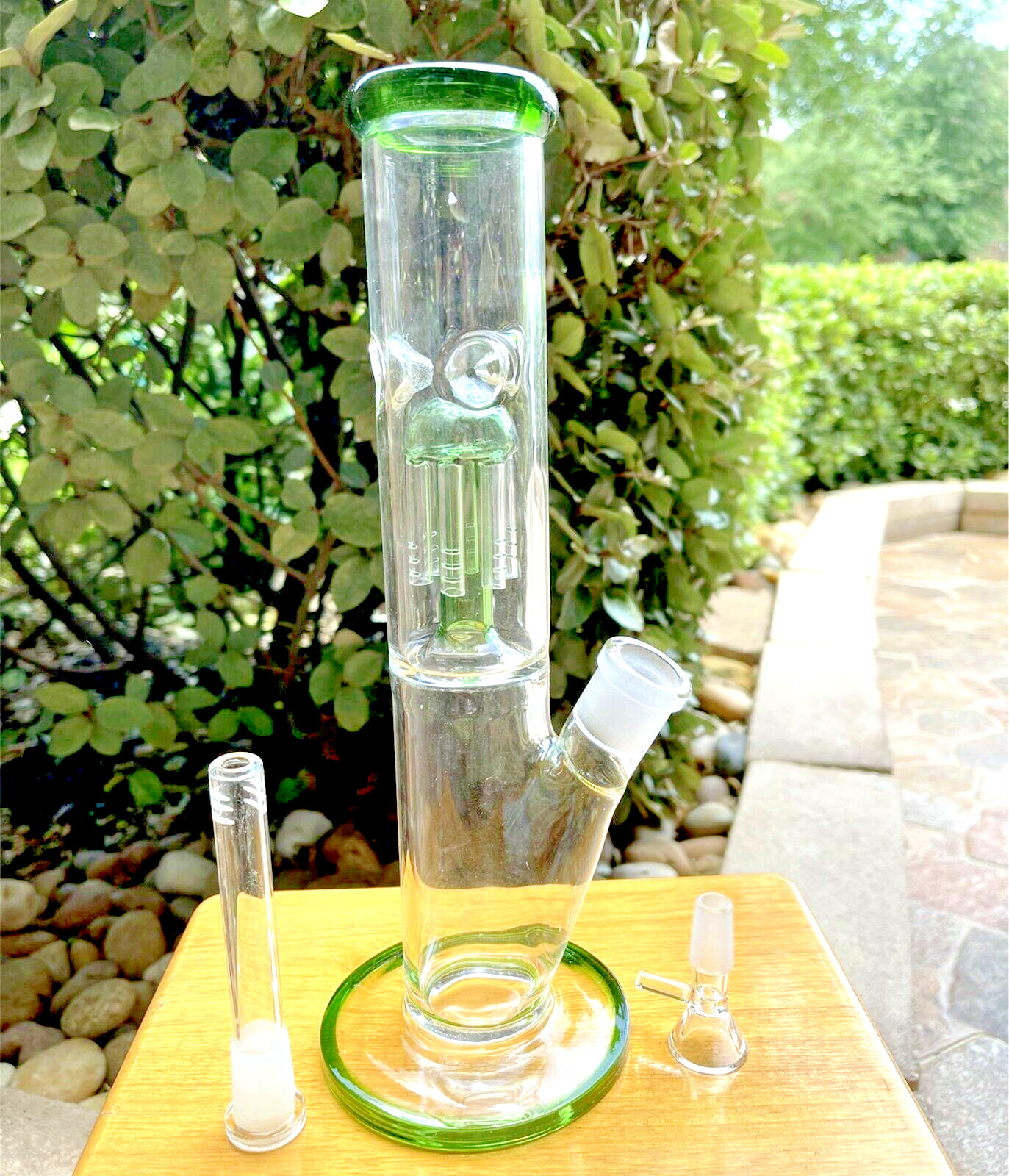 12″ 14mm Heavy Glass Water Pipe Bong Hookah Mass Tree Filter Bongs Green