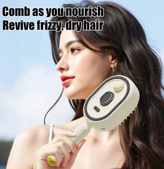 Electric Spray Air Cushion Massage Comb, Rechargeable Mist Hair Brush Easy-Clean