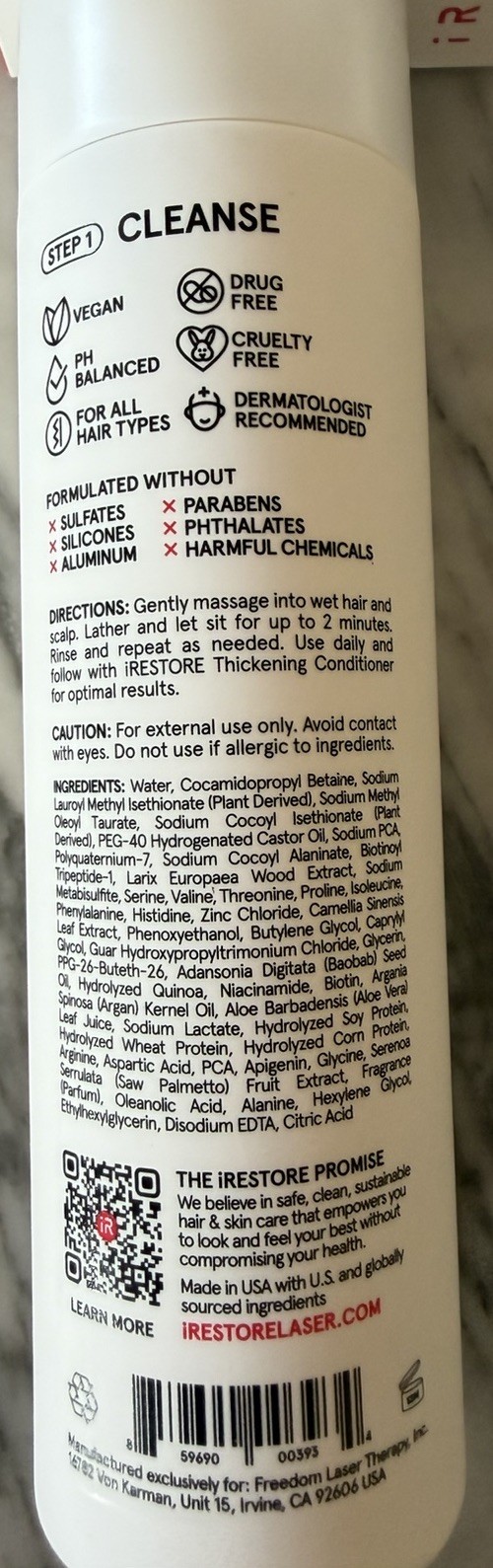 iRestore Thickening Shampoo for Thinning Hair, Sulfate-Free, 8 fl oz/237 mL