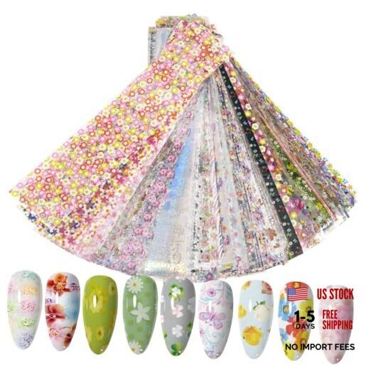 300 Sheets Nail Transfer Foil Art Kit, Flower Lace Rose Nail Foils KIT2