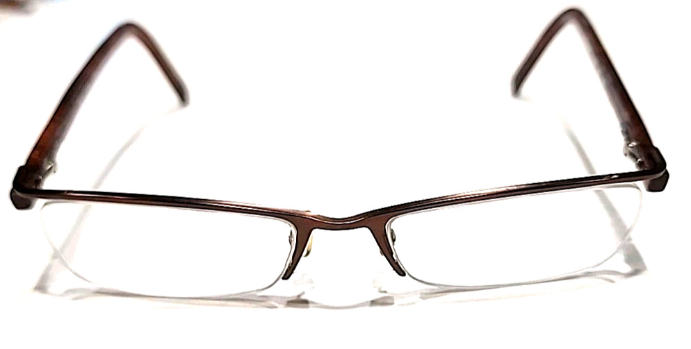 Randy Jackson 1002 Brown Metal Rectangle Half Rim Eyeglasses Frame 52-16 135