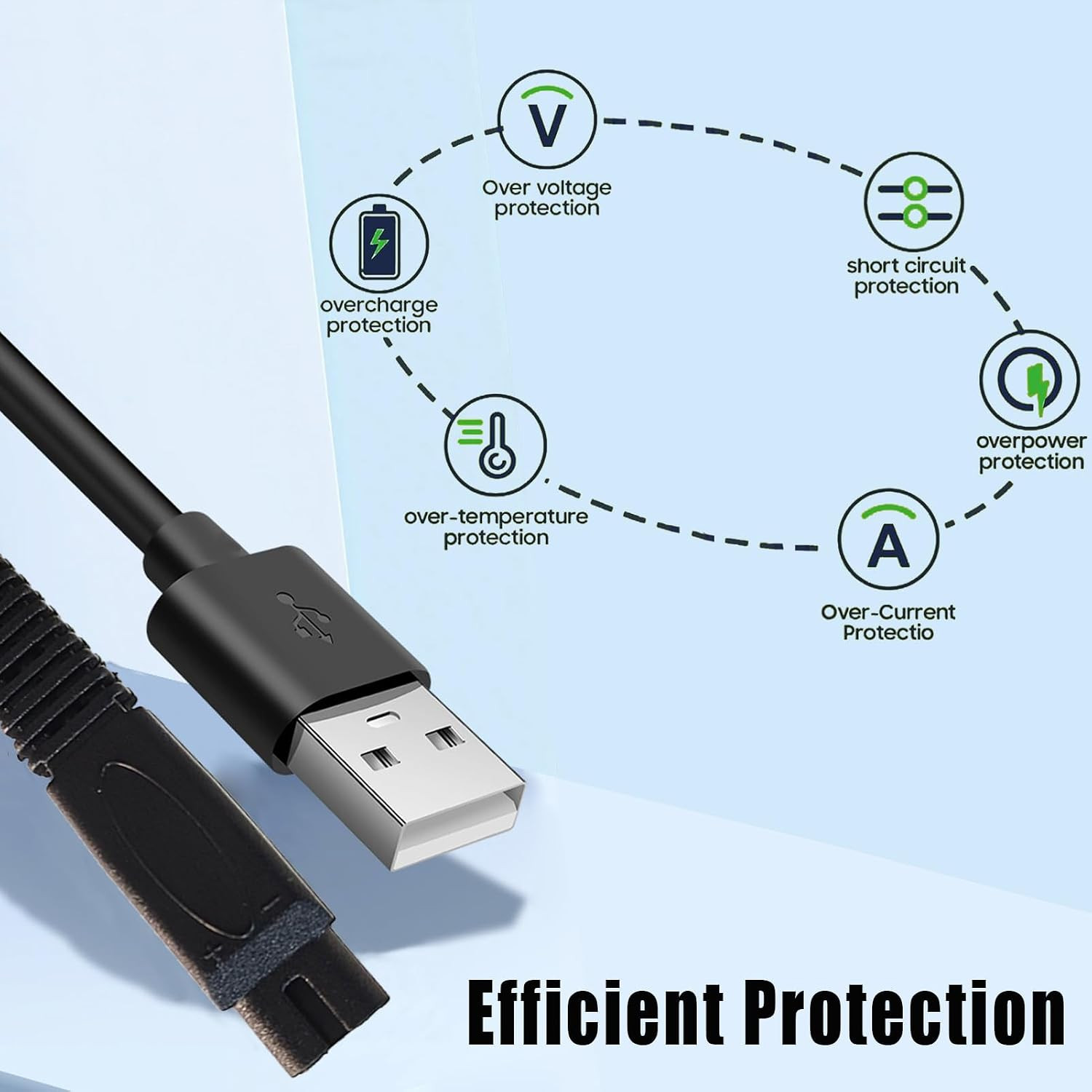 5V USB Charging Cable Compatible with Freebird Head Shaver Kit, Electric Razor
