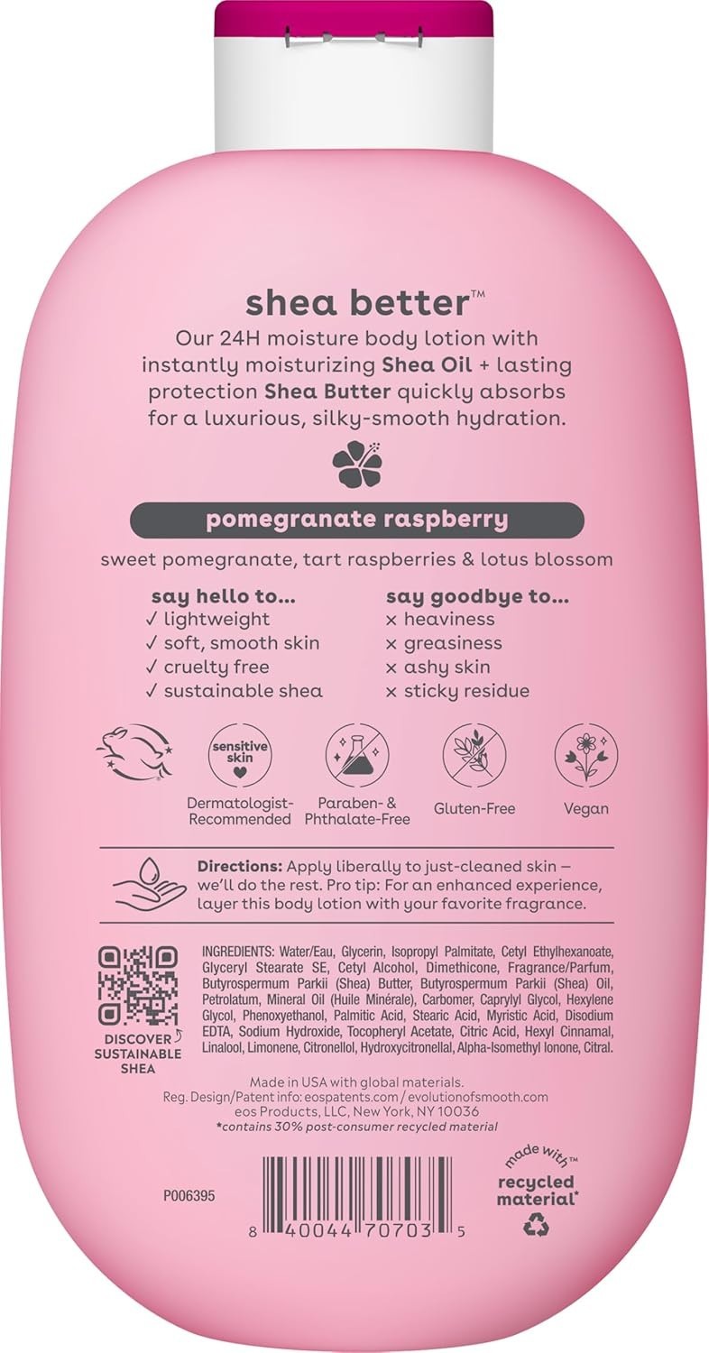 eos Shea Better Body Lotion Pomegranate Raspberry 24H Moisture Vegan 16 oz Pump