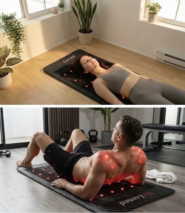 BioLumed PEMF + Red Light whole body mat with CASE – Infrared Heating 29″ x 73″