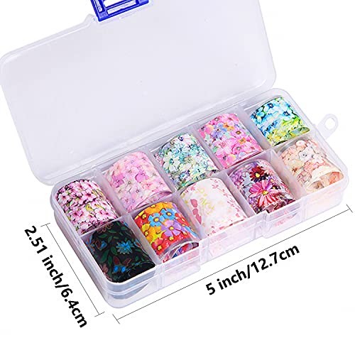 Nail Foil, 30 Rolls Nail Art Foil Transfer 3D Flower Stickers Flower Series