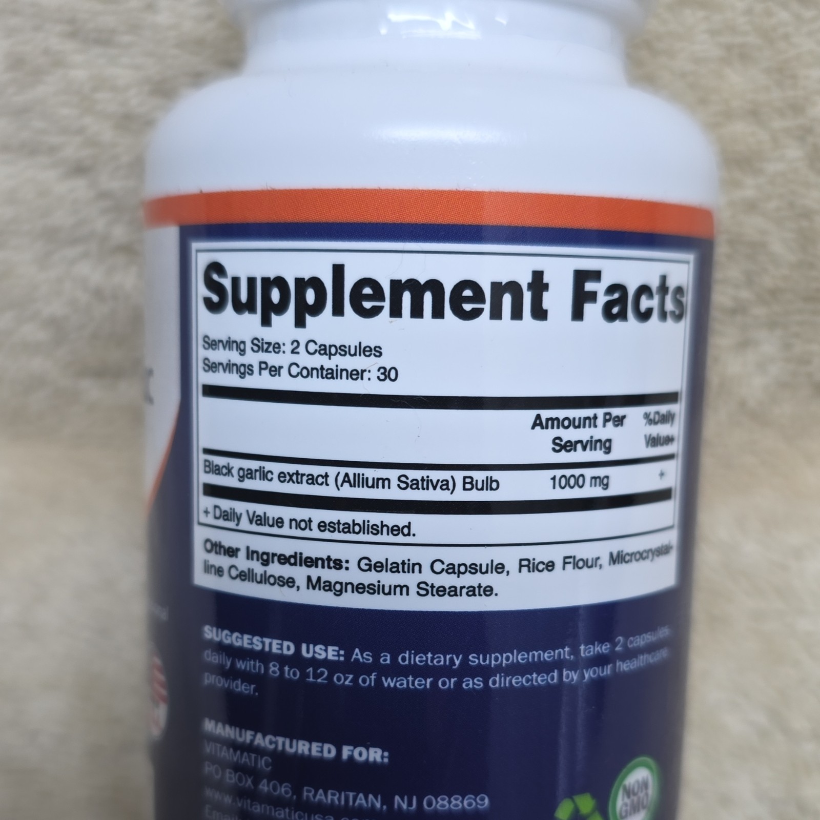 Vitamatic Fermented Black Garlic Extract Supplement 1000mg Capsules 60 Count