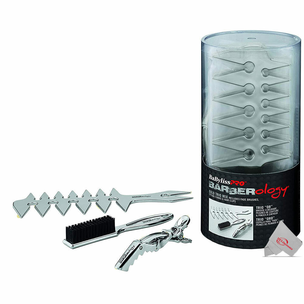 BaByliss PRO Barberology Choose 1 – Silver Styling Comb, Fade Brush, Hair Clip