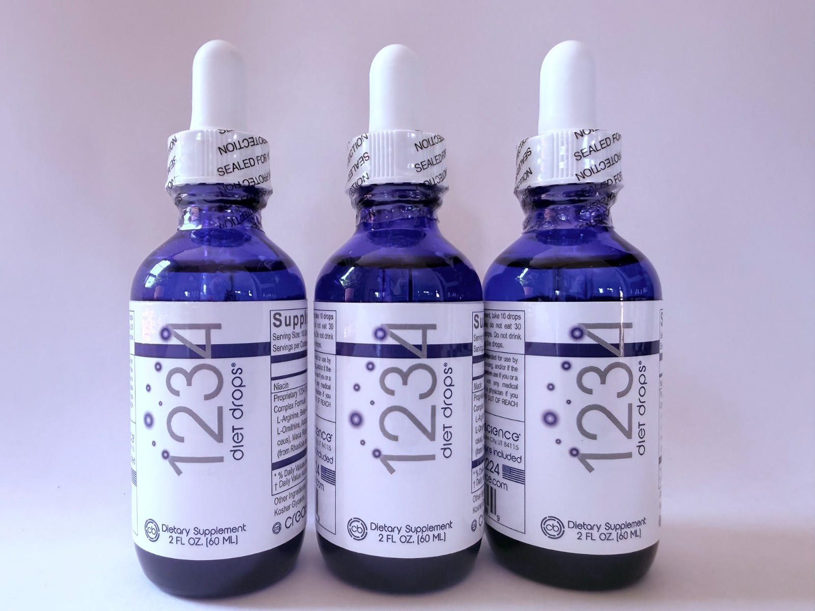Creative Bioscience 1234 Diet Drops- 3 PACK- 12 2fl. Oz. blue dropper bottles