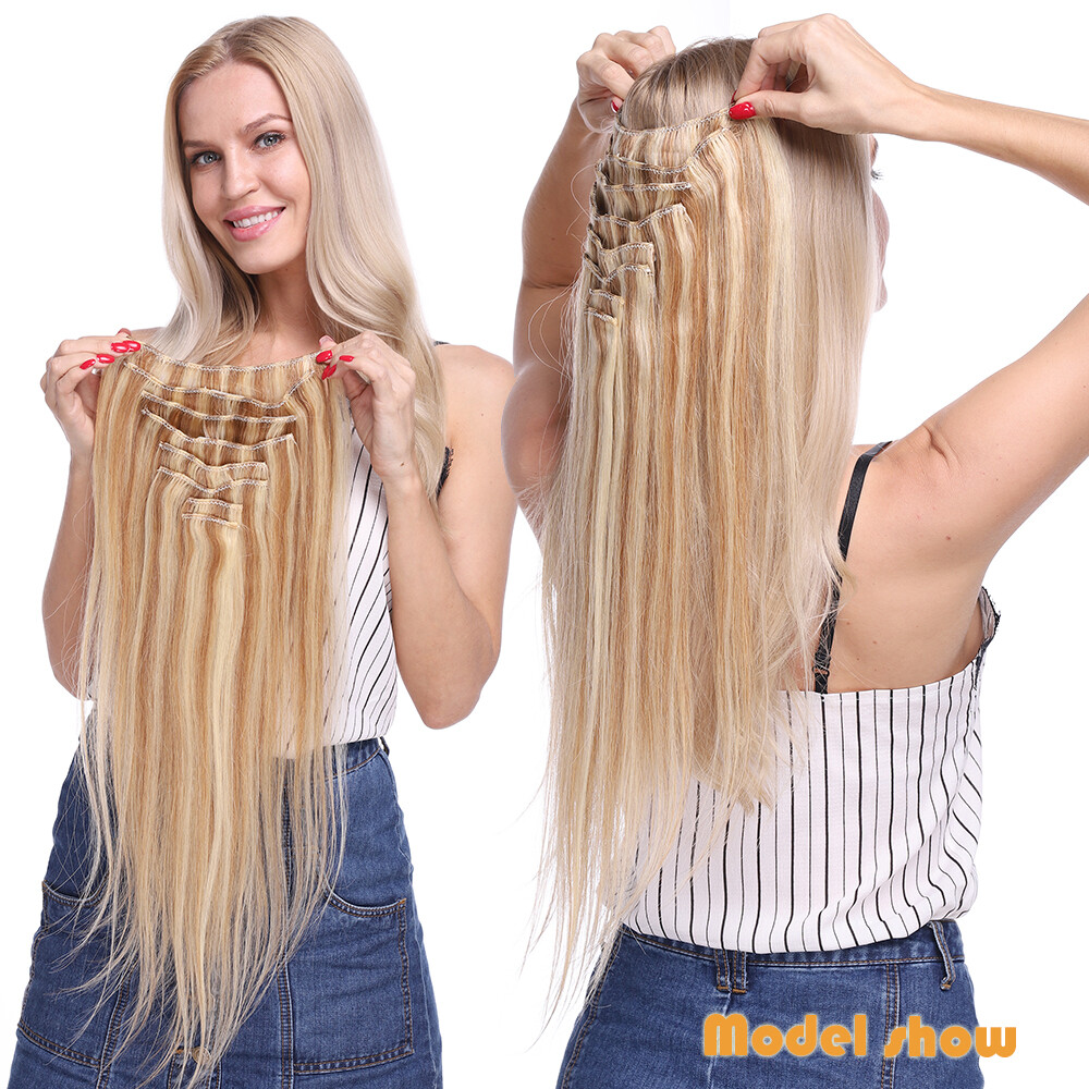 CLEARANCE 100% Human Hair Extensions Clip In Real Remy Hair Extensions Full Head