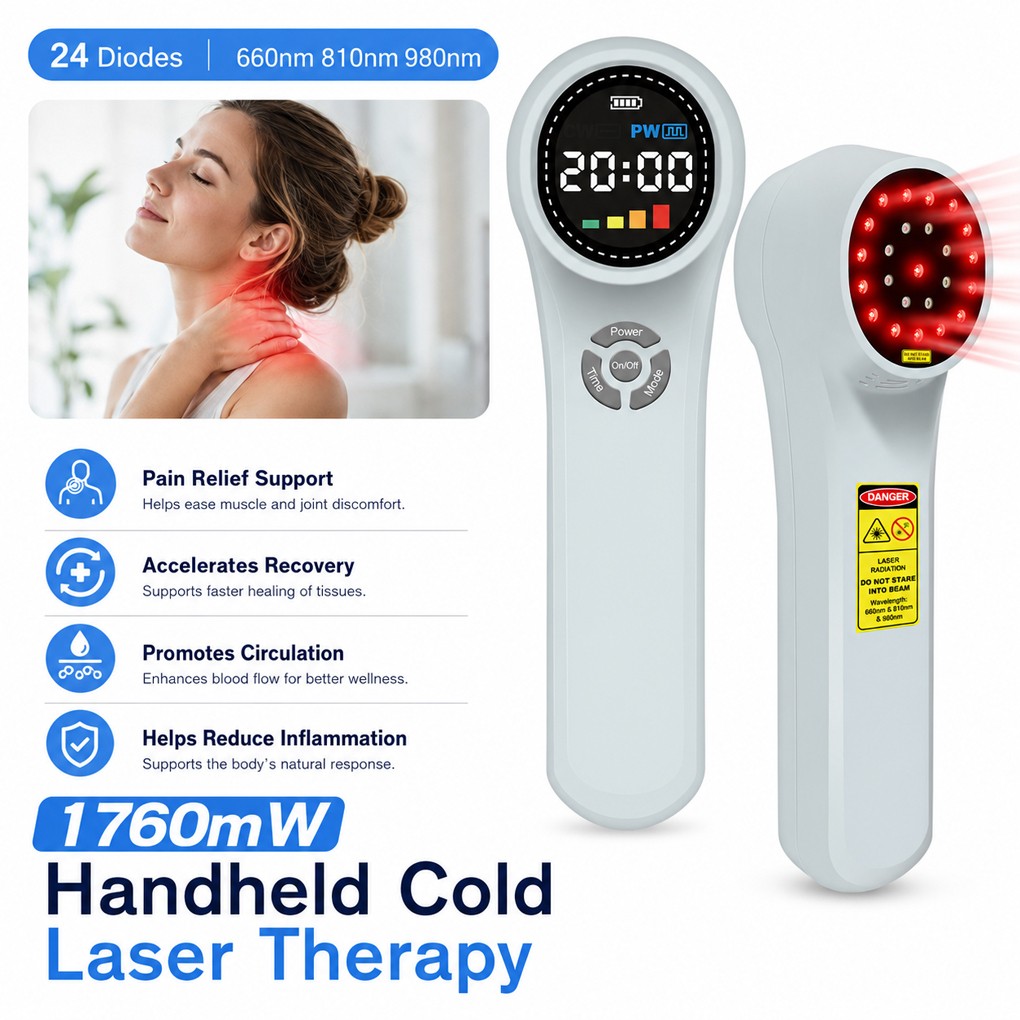 Handheld 1760mW LLLT Cold Laser Pain Relief Arthritis Physiotherapie Device