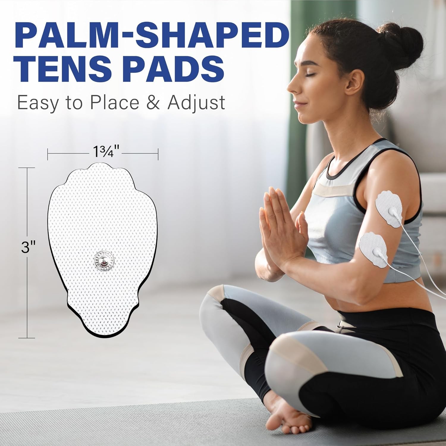 40 Pack TENS Unit Replacement Pads Snap On Self-Adhesive Electrode Pads Reusable