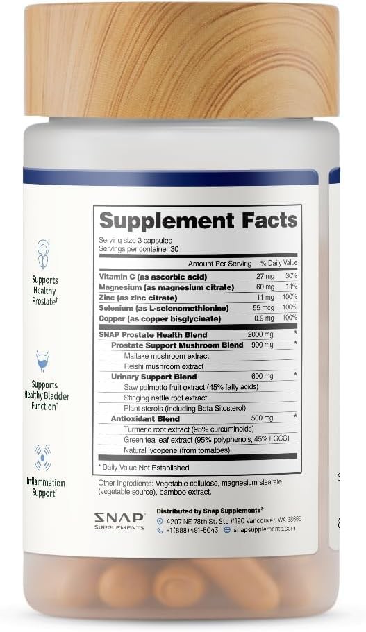 Snap Supplements Prostate Health Supplement w/Saw Palmetto for Men,DHT Blocker