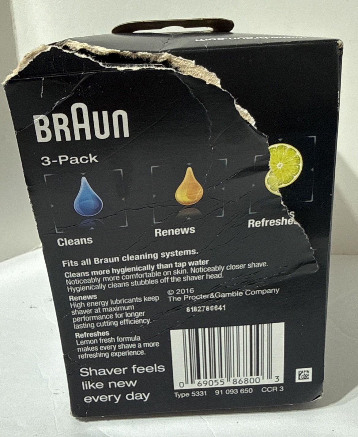 Braun Clean & Renew System Cartridges Refills 3 Pack Model CCR3 NEW Open Box
