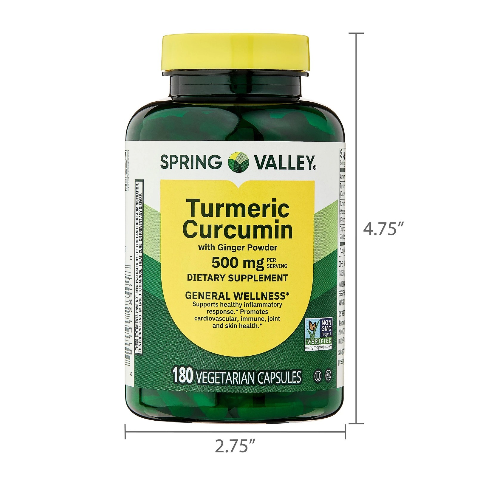 Spring Valley Turmeric Curcumin with Ginger Powder DietarySupplement 500mg 180ct