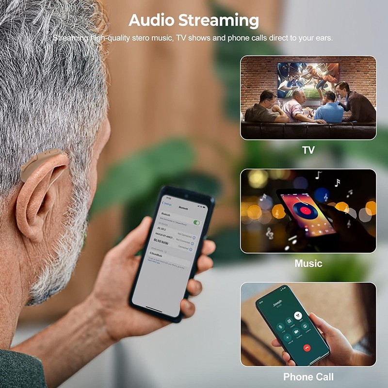 Bluetooth App Control Rechargeable Hearing Aids For Seniors Noise Cancelling OTC