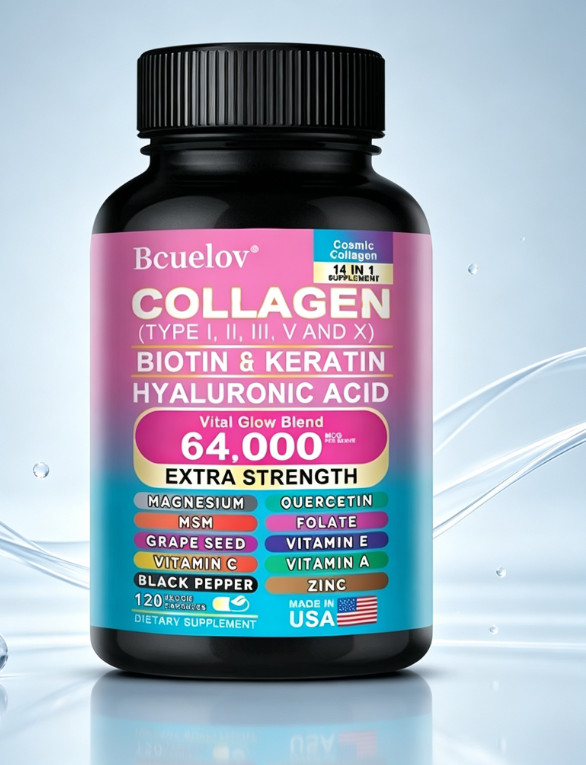 14-in-1 Biotin Keratin Complex Capsules, Multivitamin Supplement for Hair, Skin